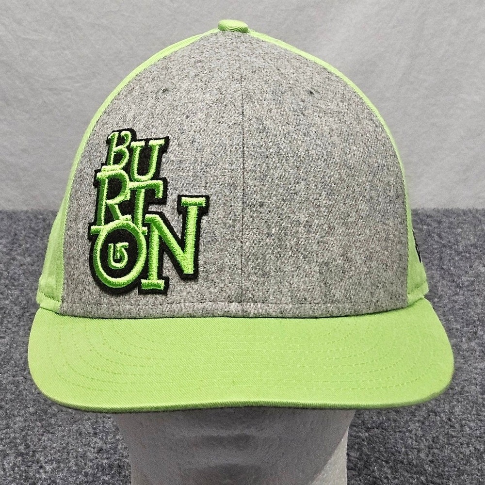 Burton New Era Fitted Hat 7 1/2 Lime Green Grey 59FIFTY Logo Wool Blend Cap